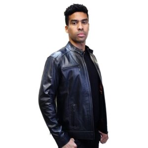 Chaqueta de Cuero Recta Negra