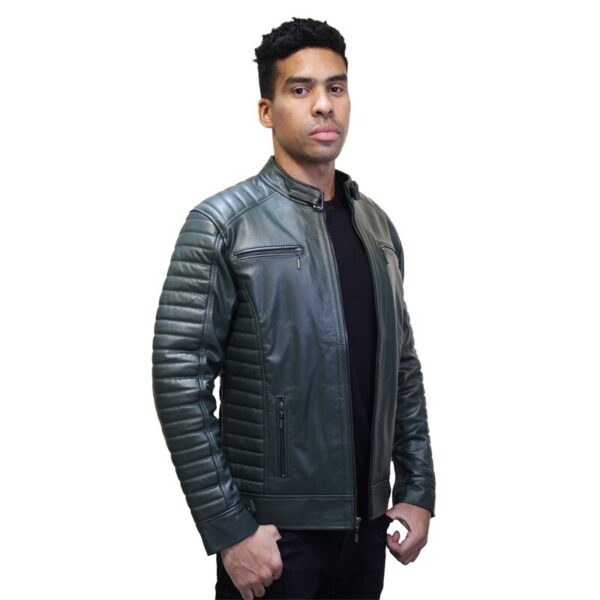 Chaqueta de Cuero Slim Verde