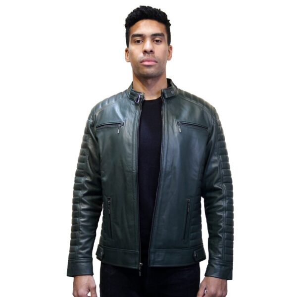 Chaqueta de Cuero Slim Verde - Imagen 2