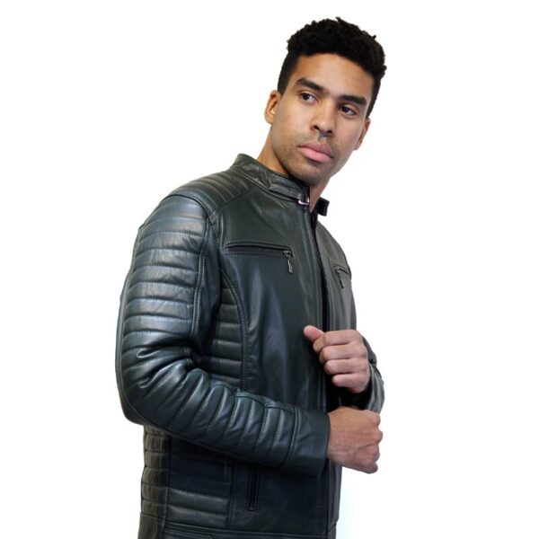 Chaqueta de Cuero Slim Verde - Imagen 3