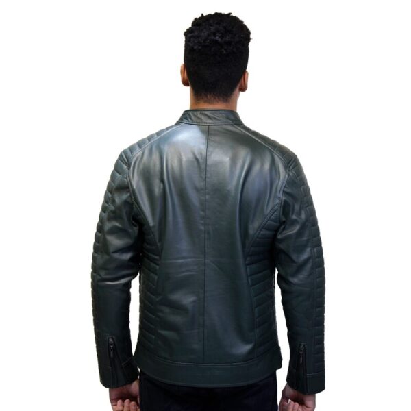 Chaqueta de Cuero Slim Verde - Imagen 4