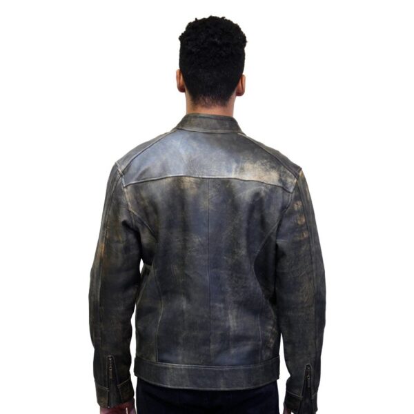 Chaqueta de Cuero Raspada Amarilla - Recta - Imagen 4