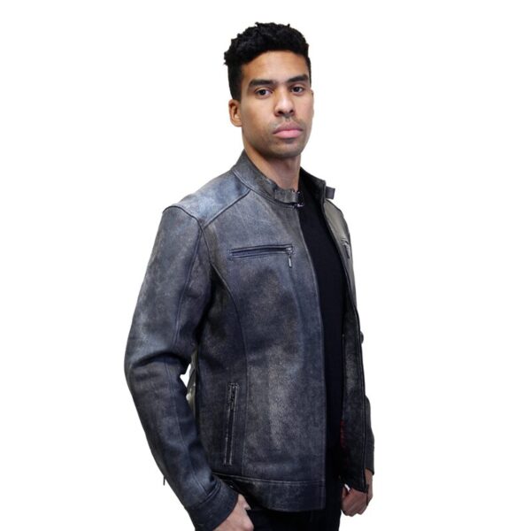 Chaqueta de Cuero Raspada Negra