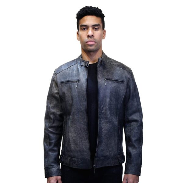Chaqueta de Cuero Raspada Negra - Imagen 2