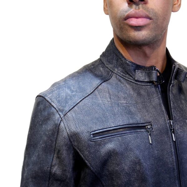 Chaqueta de Cuero Raspada Negra - Imagen 5