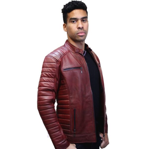 Chaqueta de Cuero Burdeos Slim
