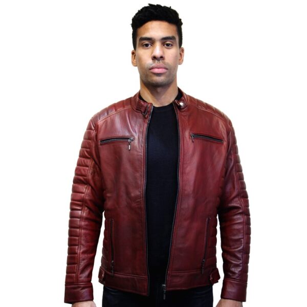 Chaqueta de Cuero Burdeos Slim - Imagen 2