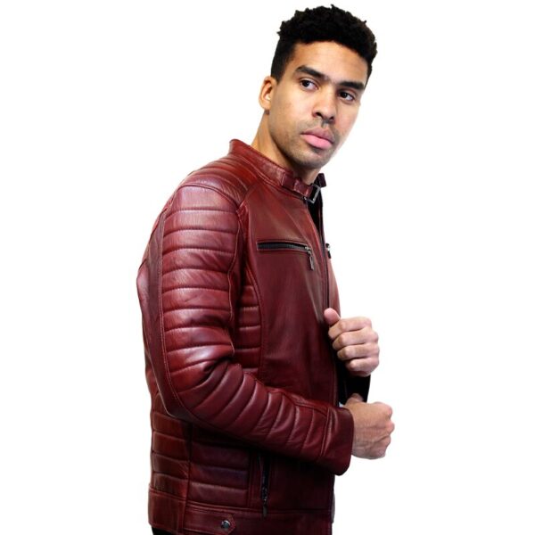 Chaqueta de Cuero Burdeos Slim - Imagen 3