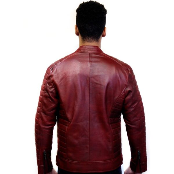 Chaqueta de Cuero Burdeos Slim - Imagen 4