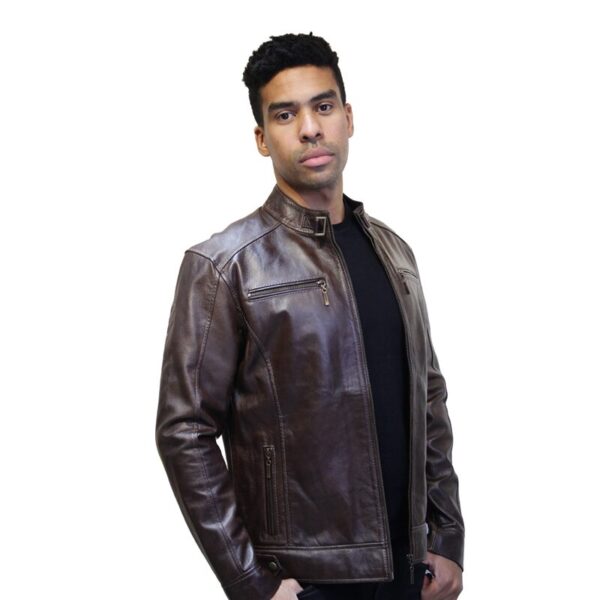 Chaqueta de Cuero Café Recta