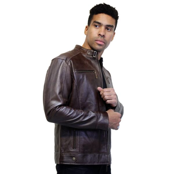 Chaqueta de Cuero Café Recta - Imagen 3