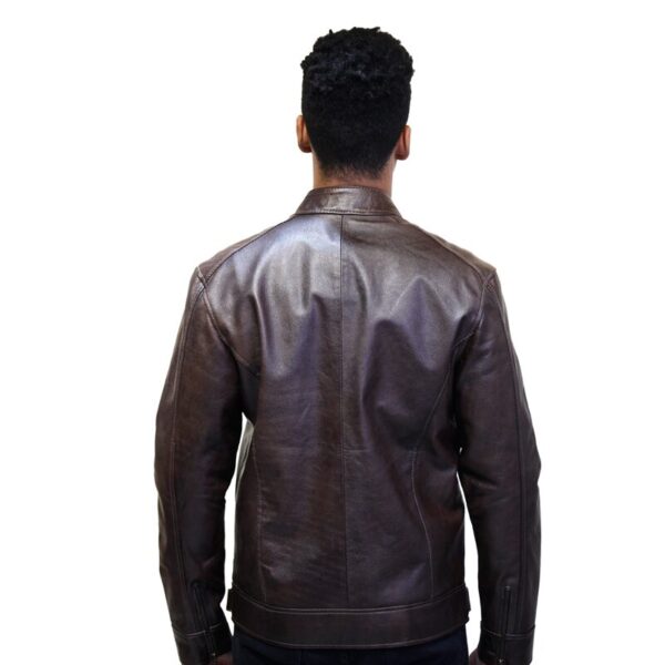 Chaqueta de Cuero Café Recta - Imagen 4