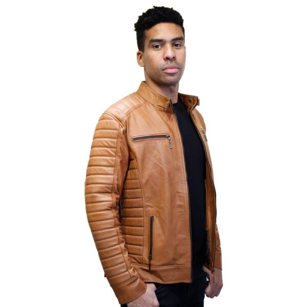 Chaqueta de Cuero Miel Slim
