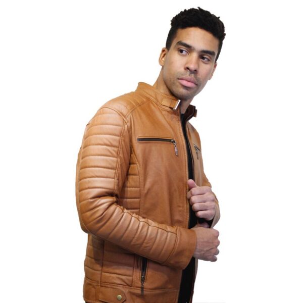 Chaqueta de Cuero Miel Slim - Imagen 3
