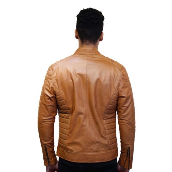 Chaqueta de Cuero Miel Slim - Imagen 4