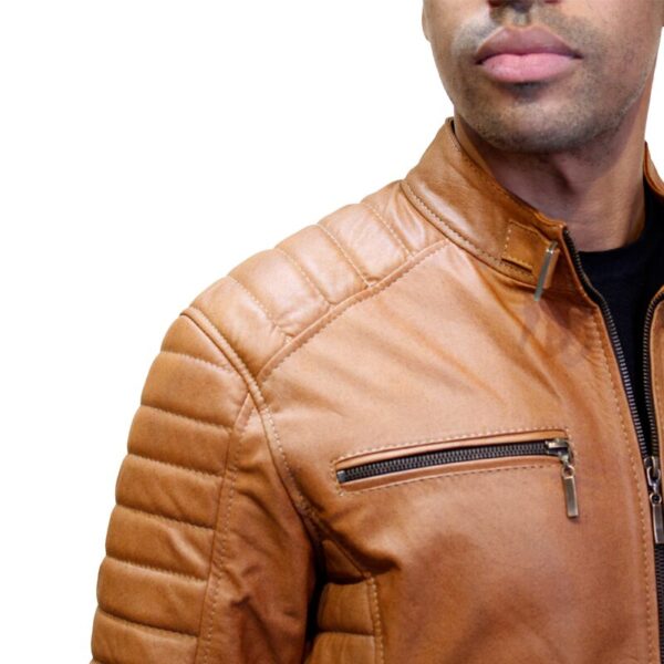 Chaqueta de Cuero Miel Slim - Imagen 5